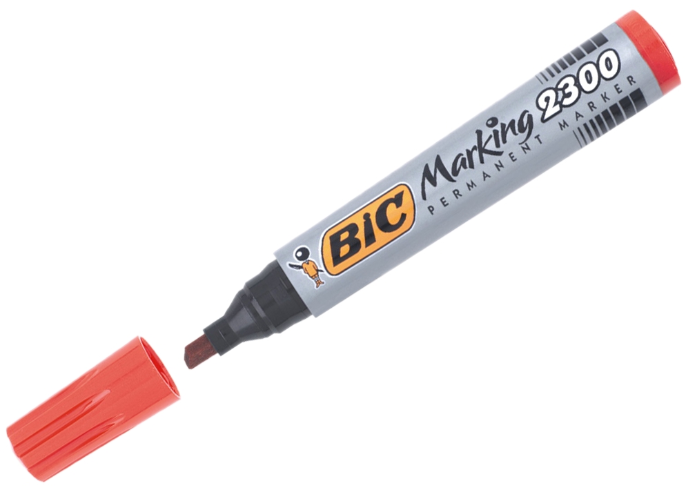 Marqueur BIC permanent marking 2300 noir pointe biseautée 3/5mm